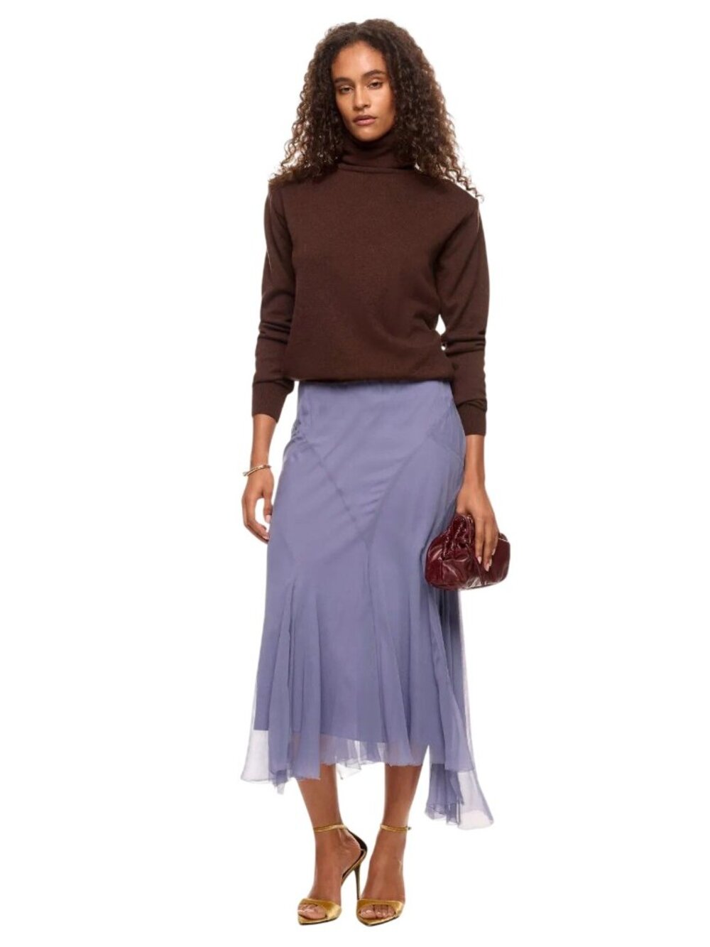 Polo Ralph Lauren Amla Midi Skirt in Lavender Purple 6 Womens Chiffon - Picture 4 of 14